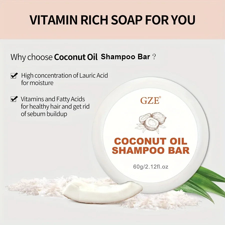 GZE Coconut Oil Shampoo Bar – Moisturizing for Dry Hair