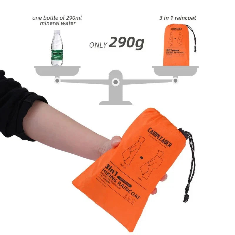 3-in-1 Waterproof Rain Poncho – Hiking, Camping & Travel