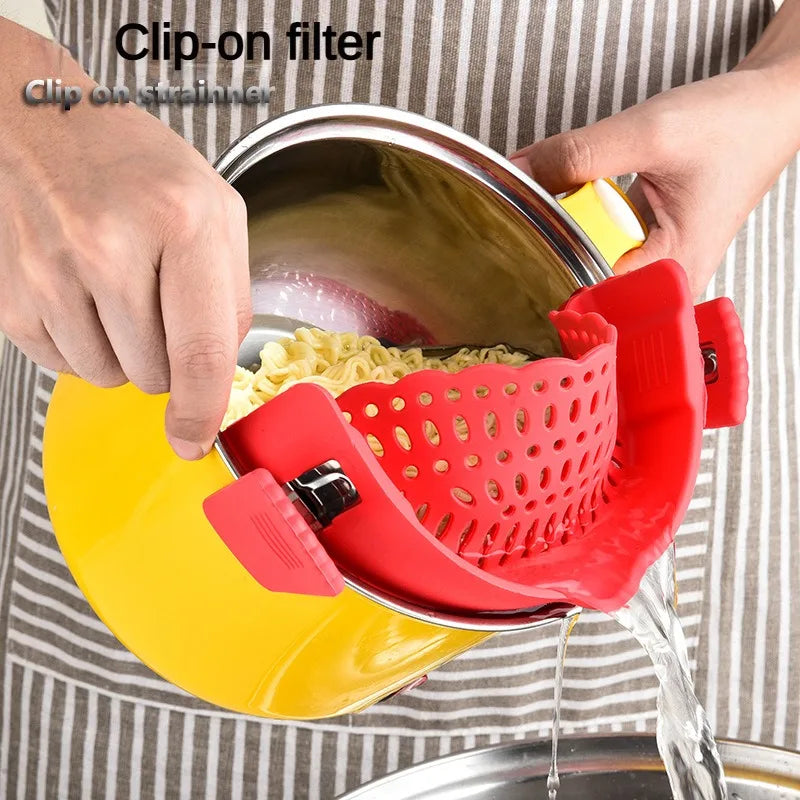 Clip-On Silicone Pot Strainer & Anti-Spill Water Drainer