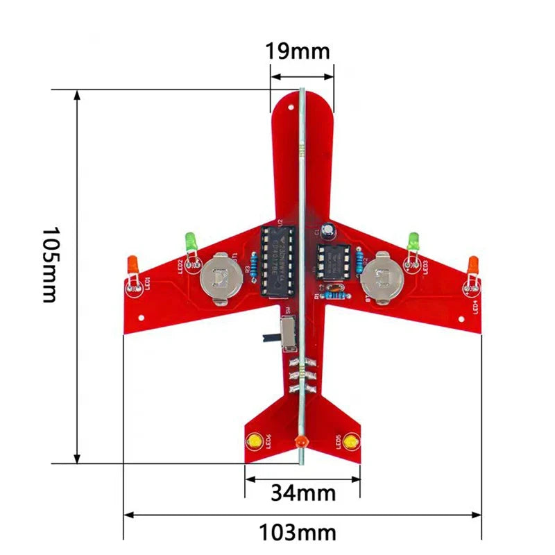 CD4017 Airplane Flow Lamp DIY LED Electronics Soldering Kit