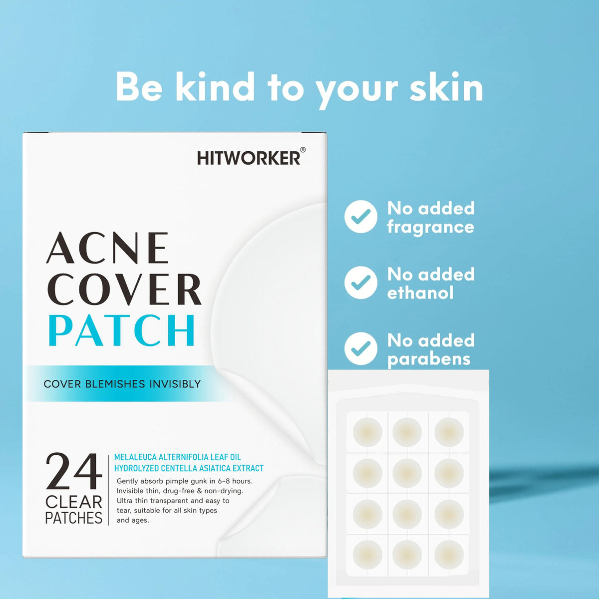 Hydrocolloid Acne Patches 24-Pack – Alcohol-Free Blemish Stickers