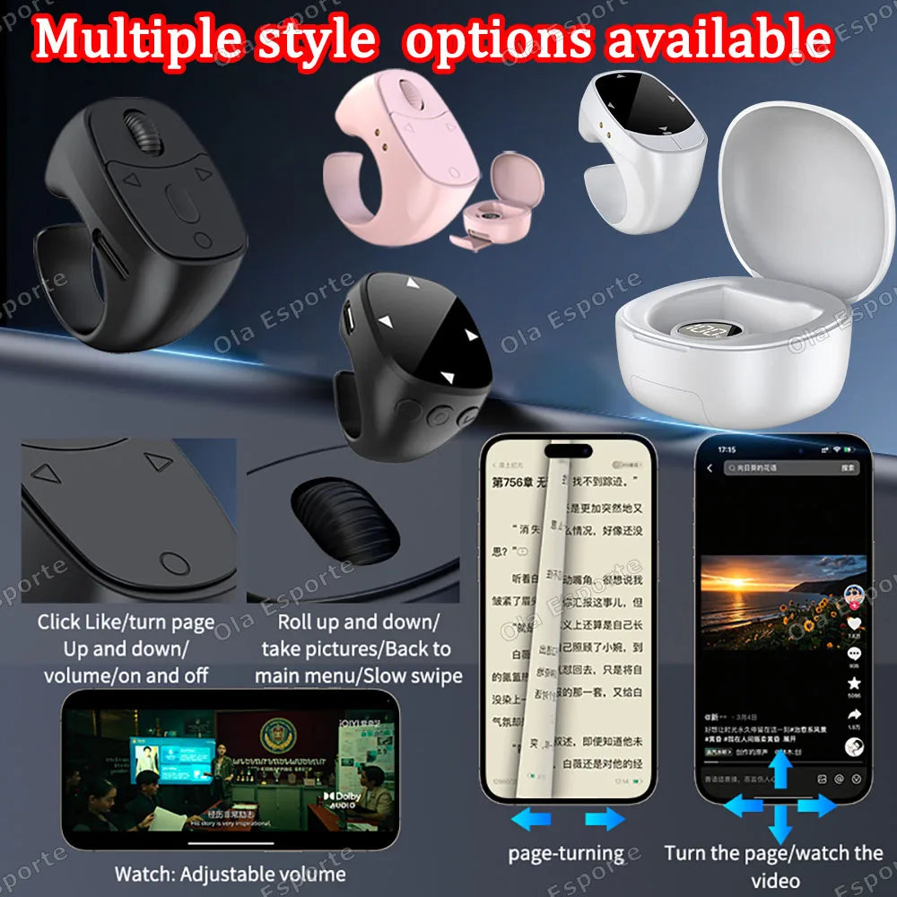 Bluetooth Ring Remote – Selfie & Page Turner for iOS & Android