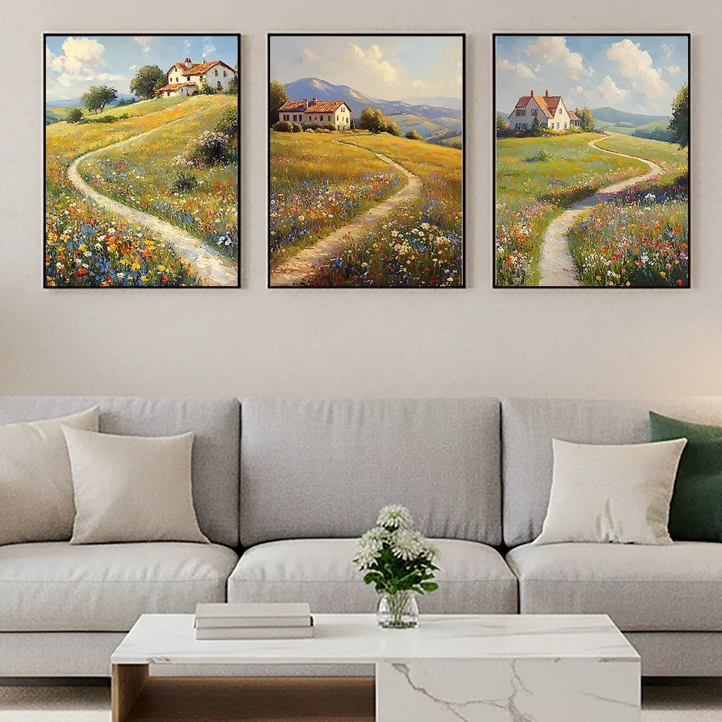 Nordic Wildflower Botanical Canvas Wall Art | Meadow Poster Print