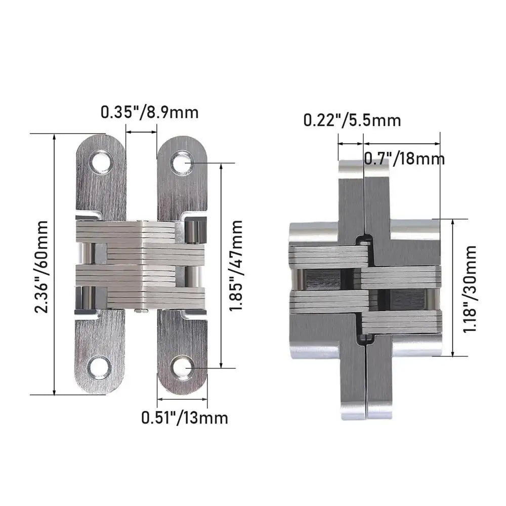 Invisible Door Hinges 180° Concealed Heavy Duty Zinc Alloy