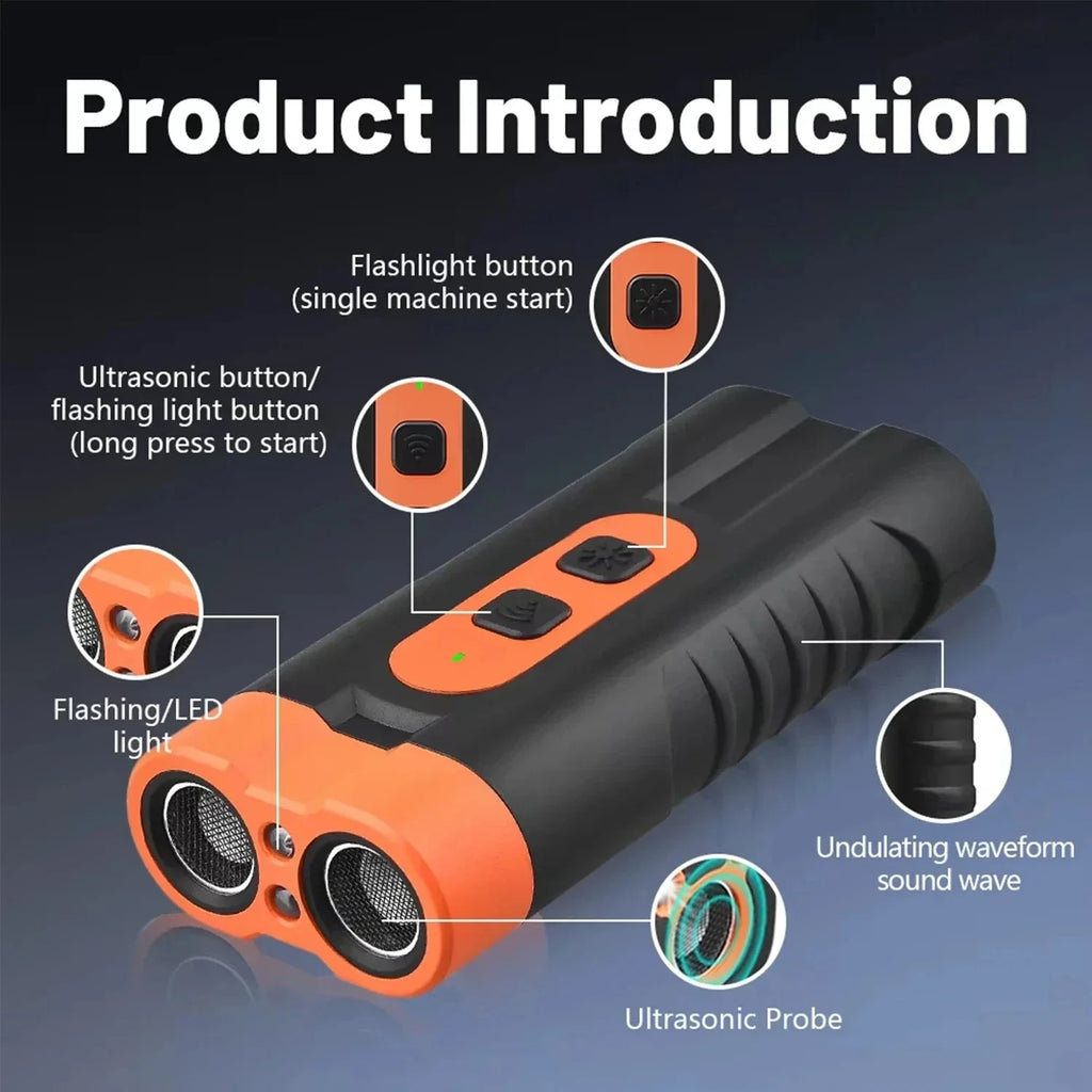Dual Head Ultrasonic Dog Repeller & Anti-Bark Trainer USB