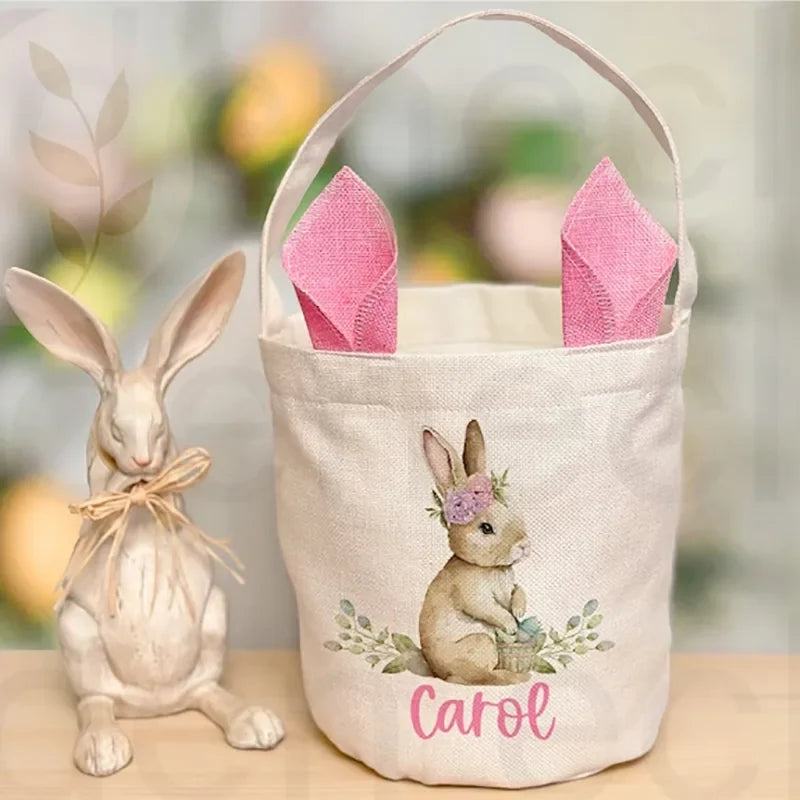Personalised Easter Egg Hunt Basket | Vintage Bunny Sack