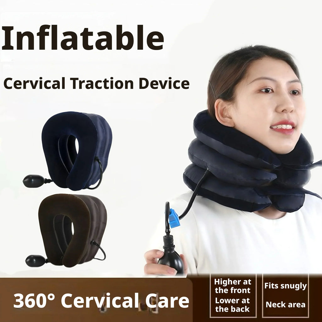 Inflatable Neck Traction Pillow – 360° Cervical Support Device