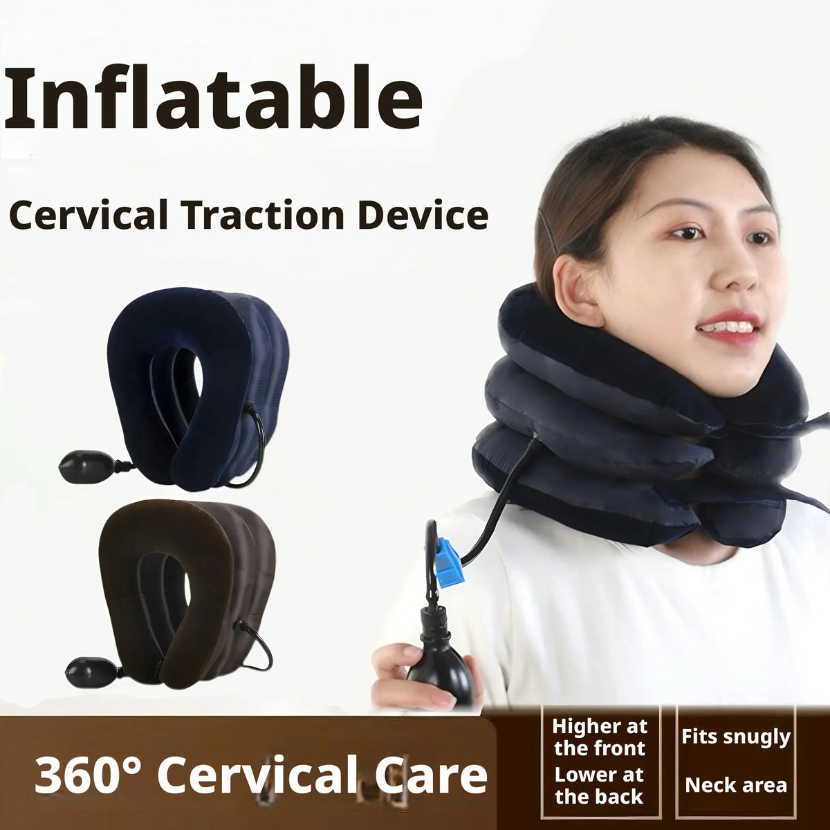 Inflatable Neck Traction Pillow – 360° Cervical Support Device
