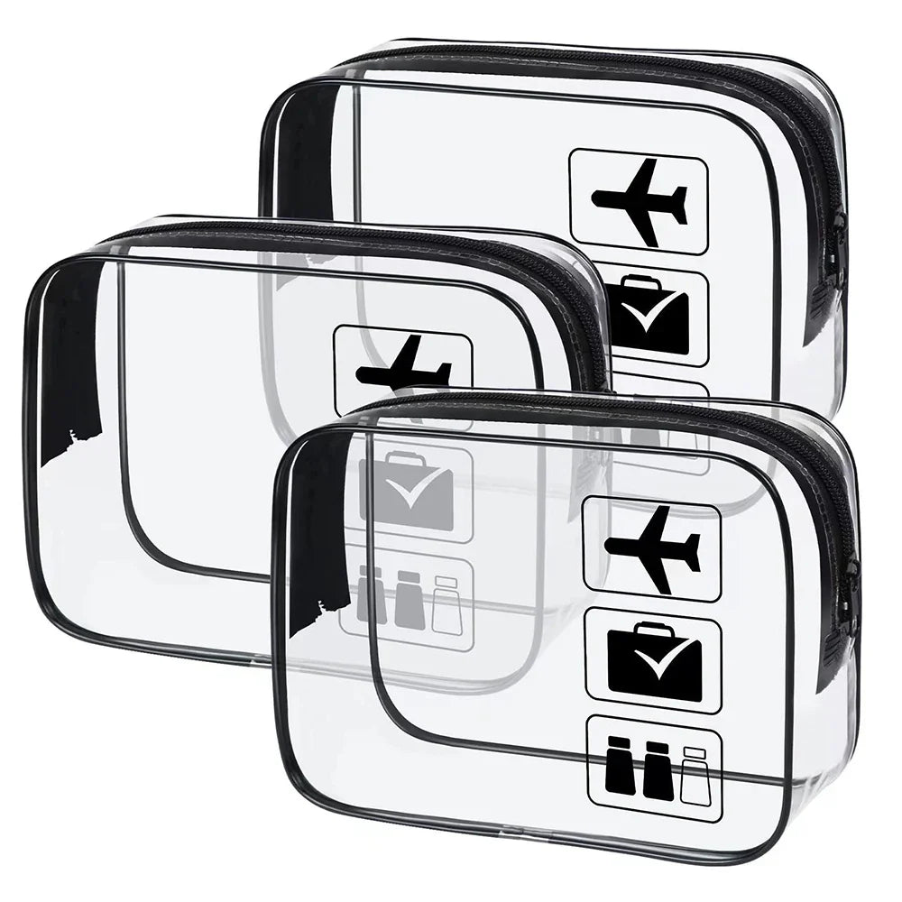 Clear PVC Travel Toiletry Bags – Waterproof Set of 3