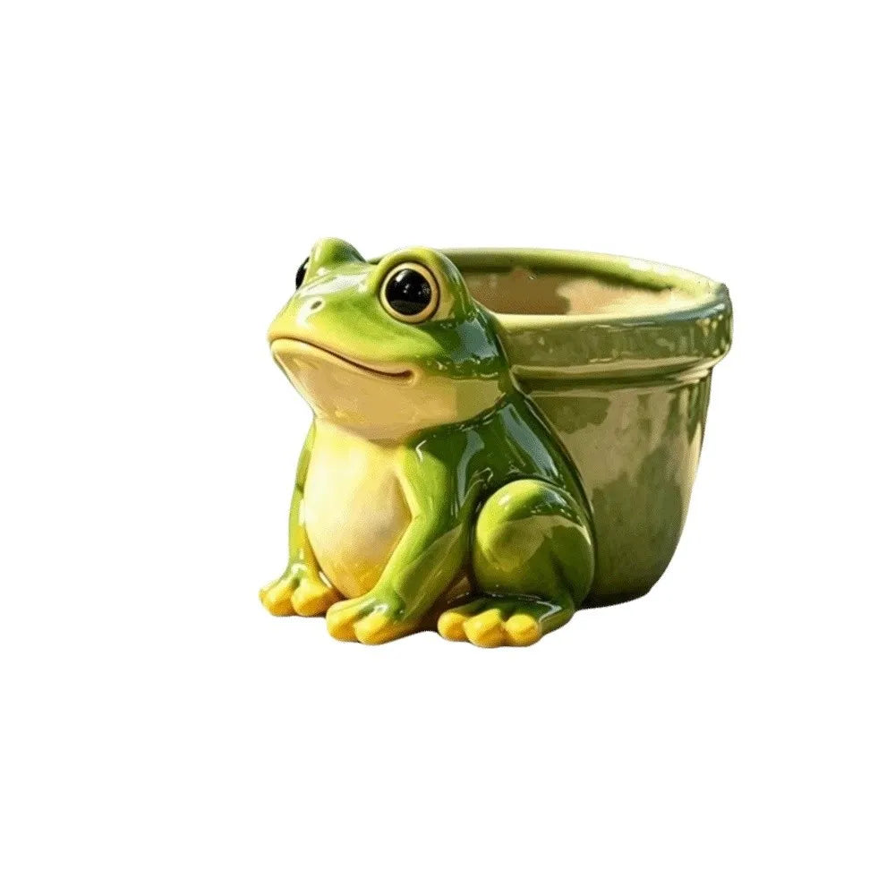 Resin Frog Flower Pot – Funny Garden Succulent & Pencil Holder