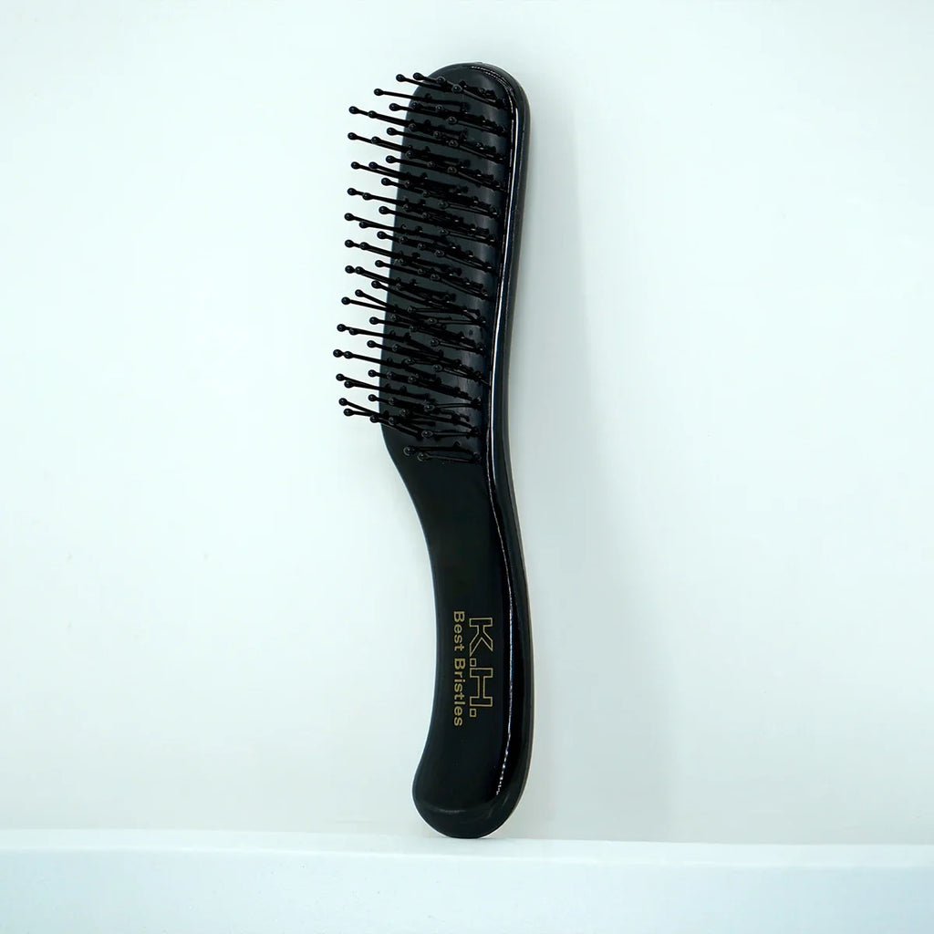 Compact Black Paddle Hair Brush – Ergonomic Soft Bristle Brush
