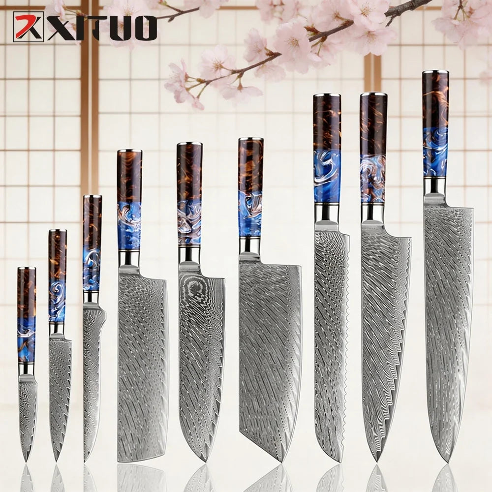 XITUO Damascus Steel Chef Knife Set | VG10 Japanese Kitchen Knives