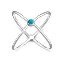 Huitan Bohemian Cross Ring – Blue Imitation Turquoise | Sizes 5–14