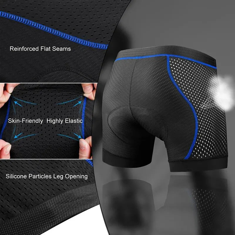 X-TIGER Men's 5D Gel Pad Cycling Shorts – Breathable Anti-Slip