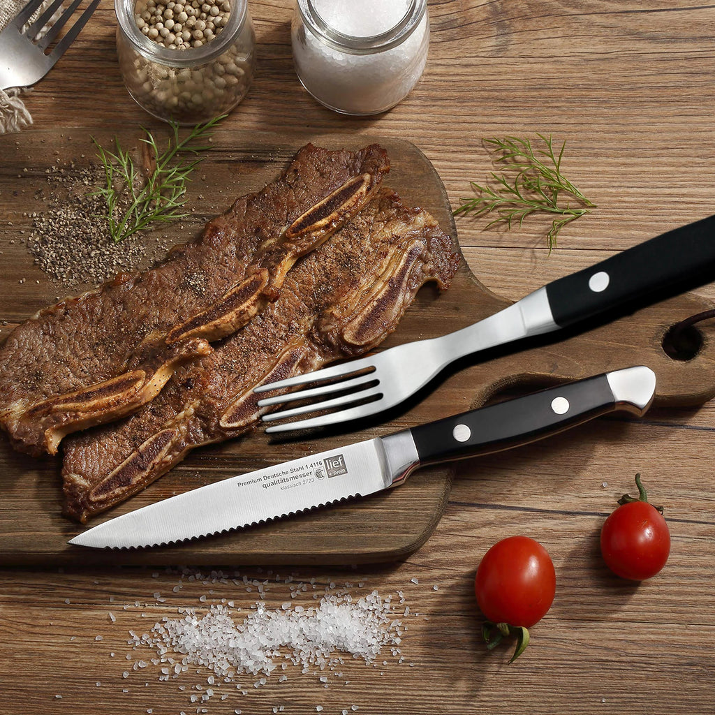 Steak Knife & Fork Set 4/6/8 Pc – German Steel Polished Handles