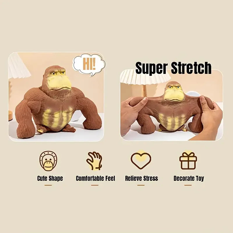 Cute Gorilla Figurines Humorous Expression Monkey Statues Stretchable