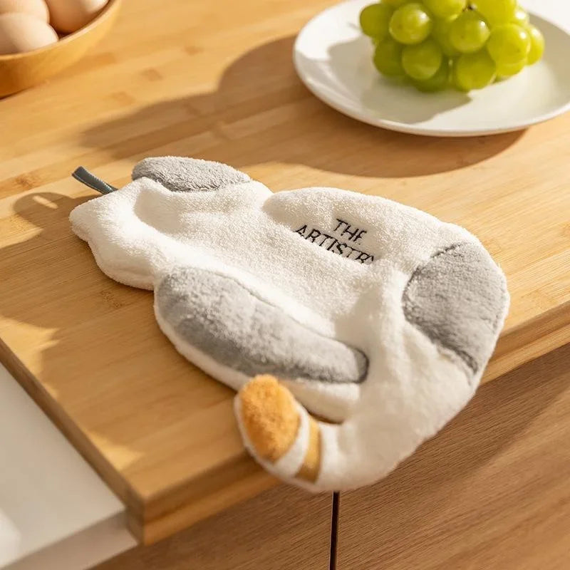 Cute Cat Hand Towel for Kids – Fast-Dry Coral Fleece