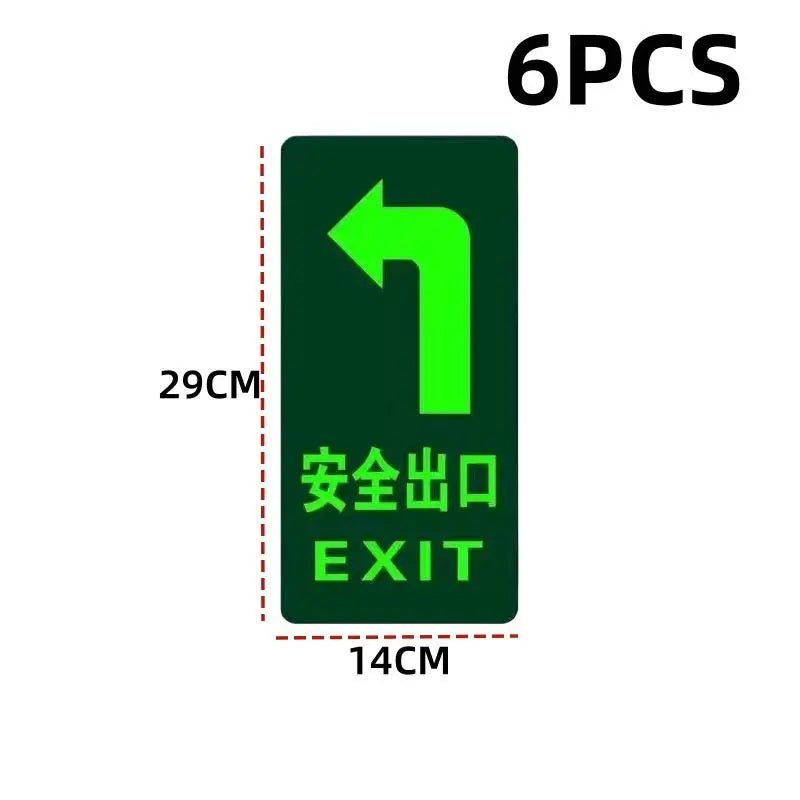 Glow in the Dark Exit Floor Stickers – Evacuation Signs 2/6 Pack