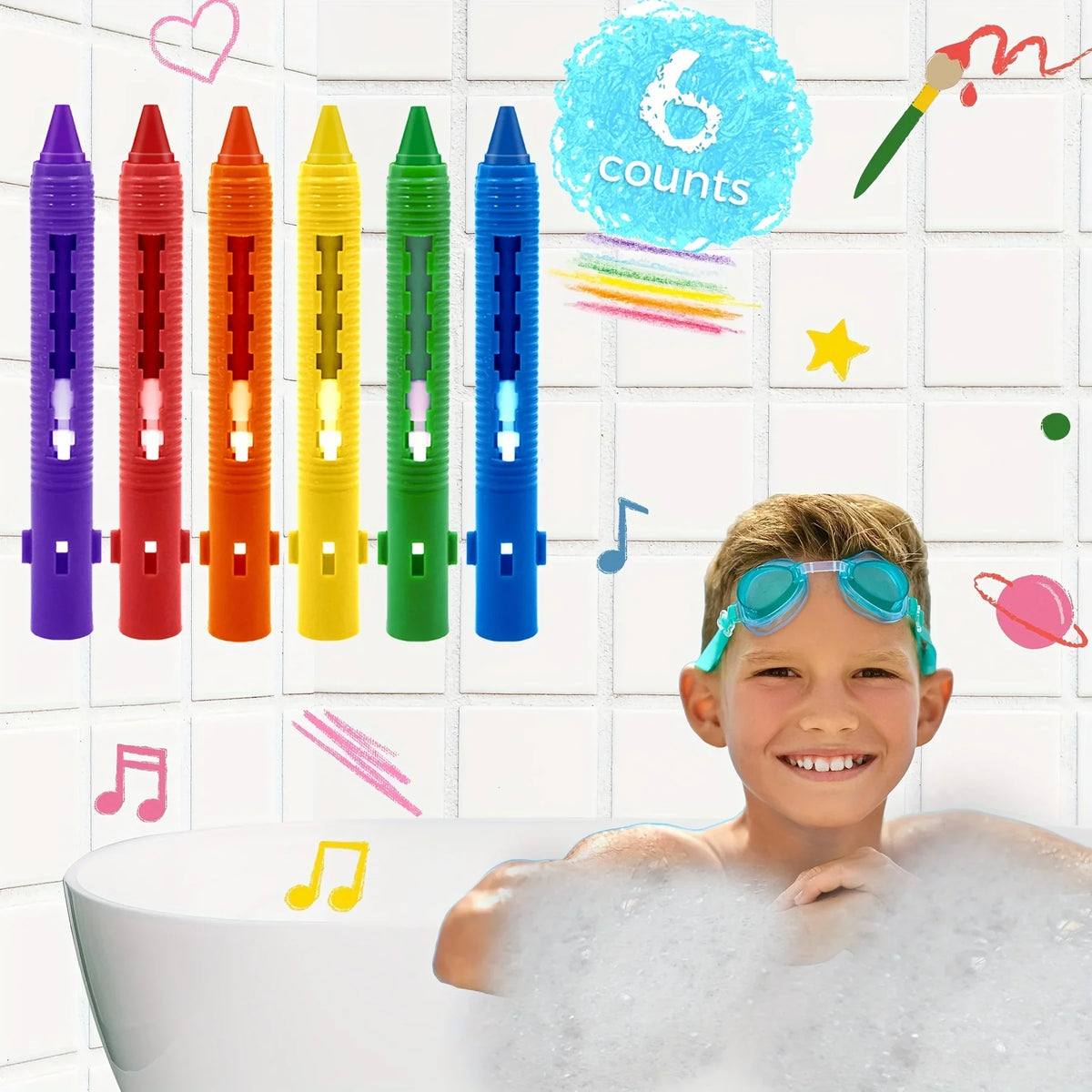 Washable Bath Crayons Colorful Easy-clean Bathtub Markers Youngsters