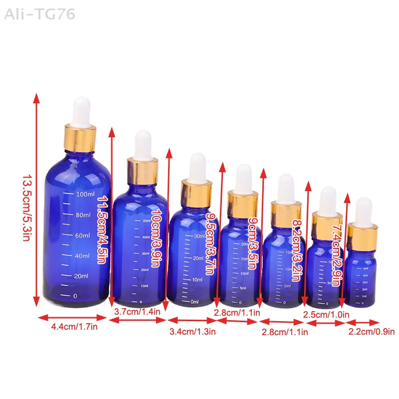 Blue Glass Dropper Bottles 5ml–100ml | Refillable Essential Oil