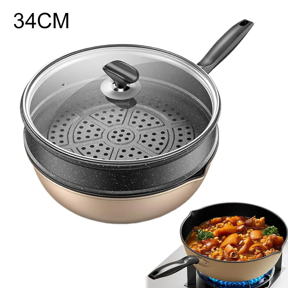 Honeycomb Nonstick Wok – Scratch-Resistant Fry Pan All Stoves