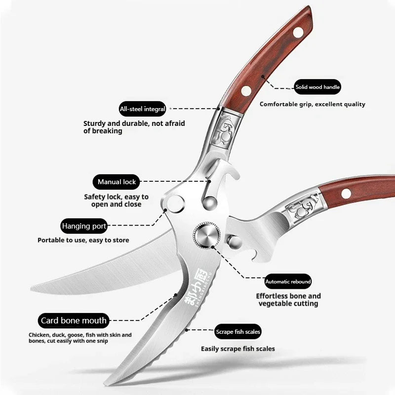 Heavy-Duty Stainless Steel Kitchen Scissors & Poultry Shears
