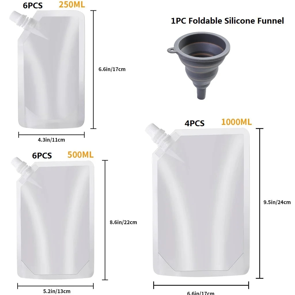 Clear Plastic Flasks Reusable Drink Bags Leak-proof Trave Outdoor