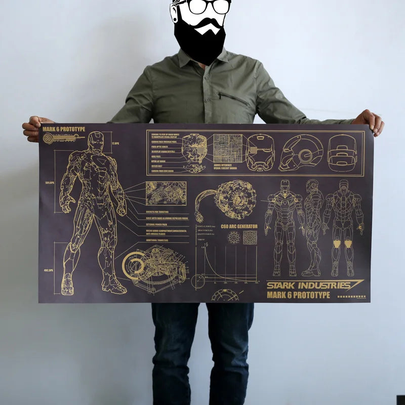 Classic Movie Character Kraft Paper Poster | Large Wall Art