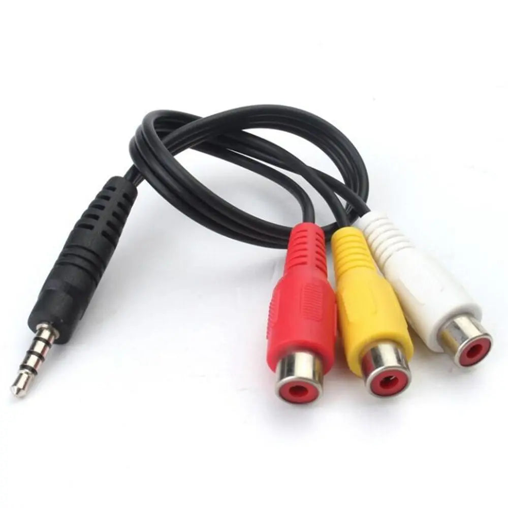 3.5mm Mini AV to 3-RCA Adapter Cable – Gold Plated, 28cm