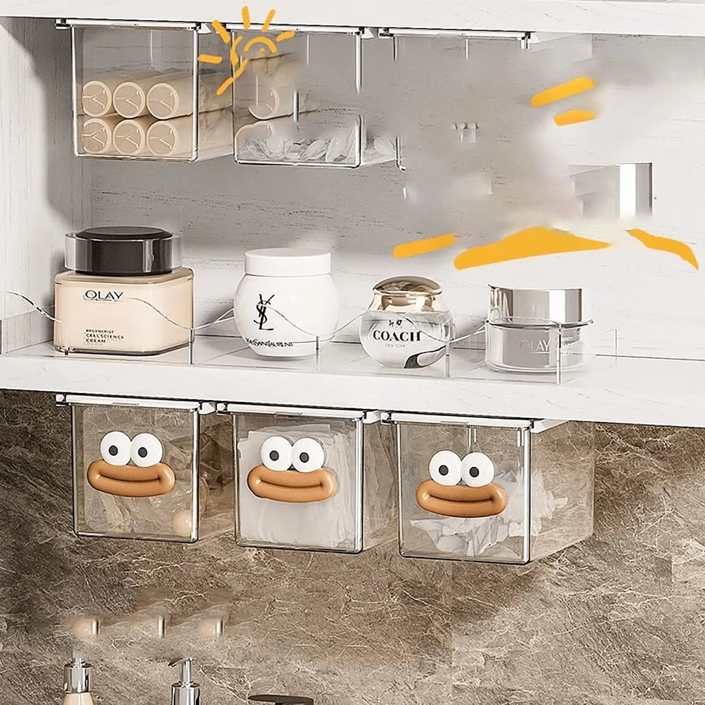 Transparent Pull-Out Bathroom Storage Box | Drawer Organizer
