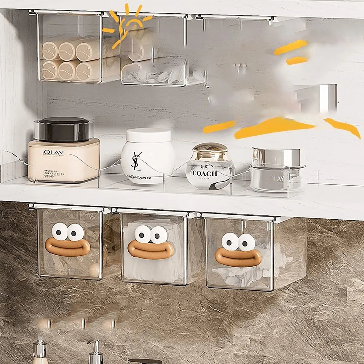 Transparent Pull-Out Bathroom Storage Box | Drawer Organizer