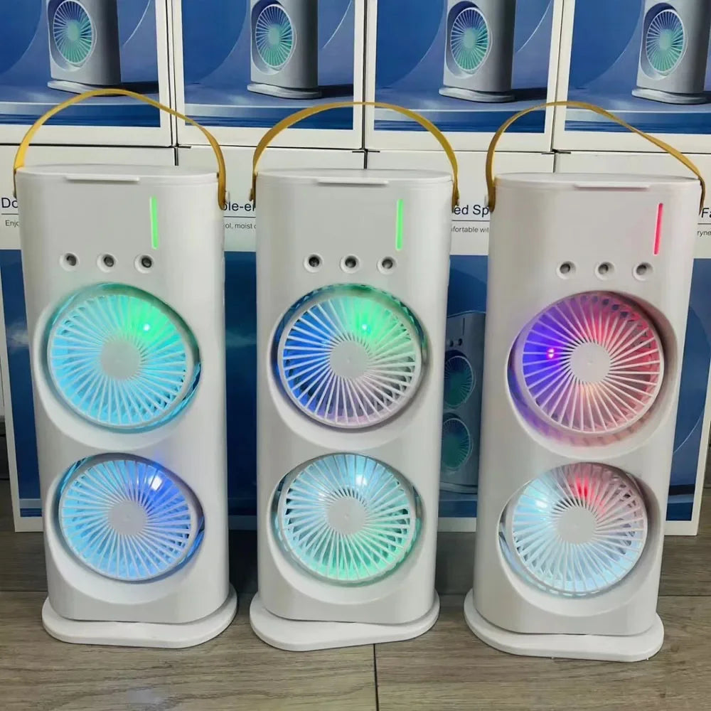 URGGU Dual-Head Desktop Ice Fog Mist Fan – Oscillating Cooler