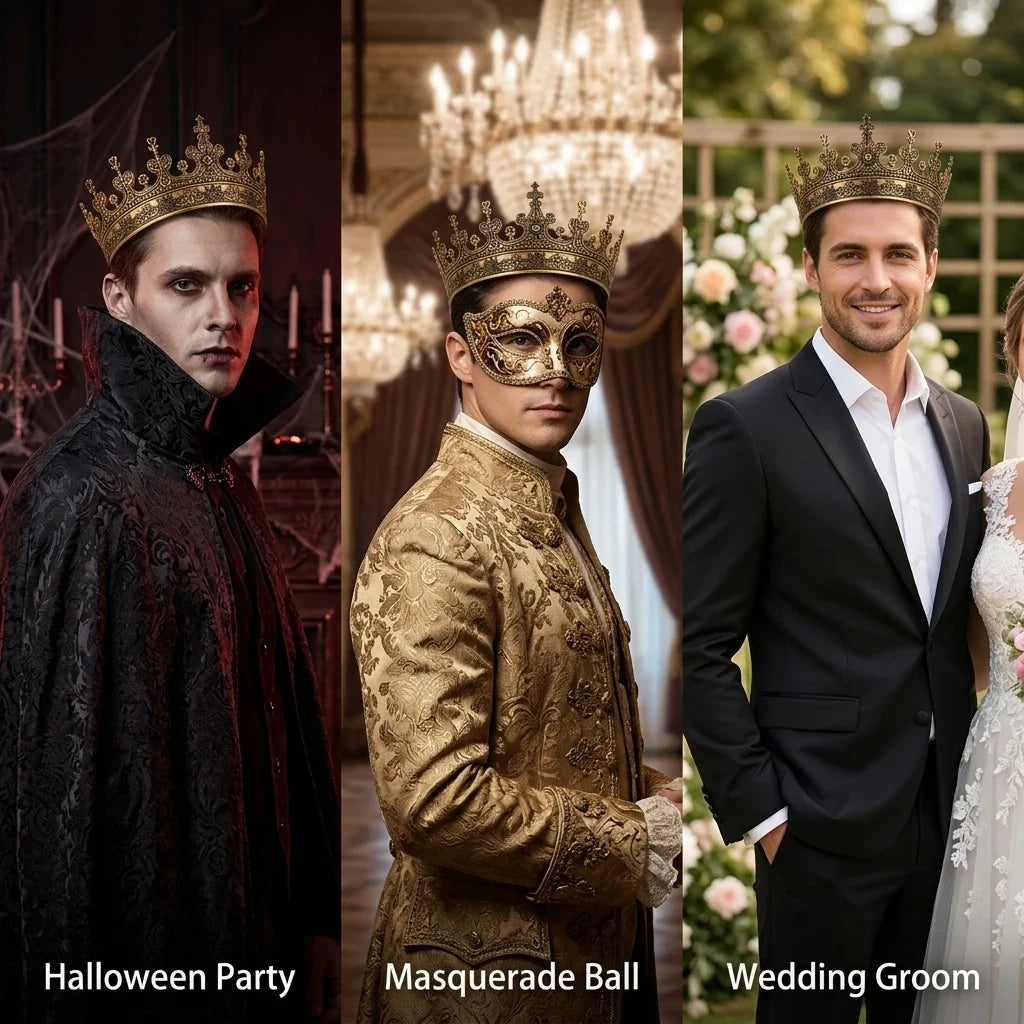 Men's Retro Alloy Crown Headpiece | Vintage Wedding Tiara