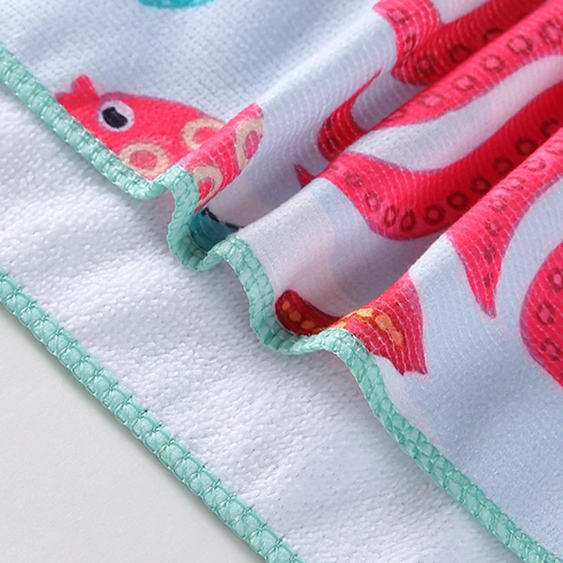 Kids Quick-Dry Beach Towel Robe | Cartoon Poncho Ages 7–13