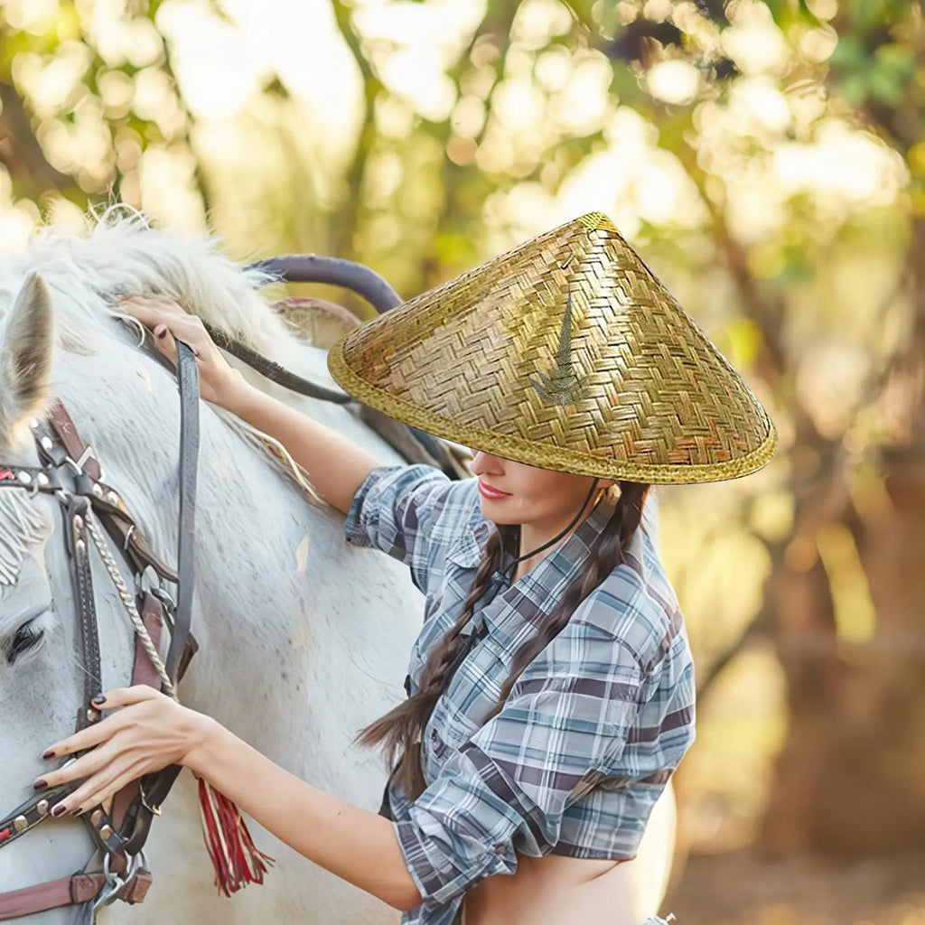 Chinese Retro Bamboo Rattan Fisherman Hat Handmade Weave Straw Bucket