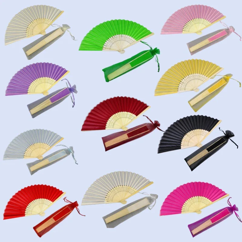 Hand Folding Fan Organza Bag Bridal Shower Kids Christestening Favors