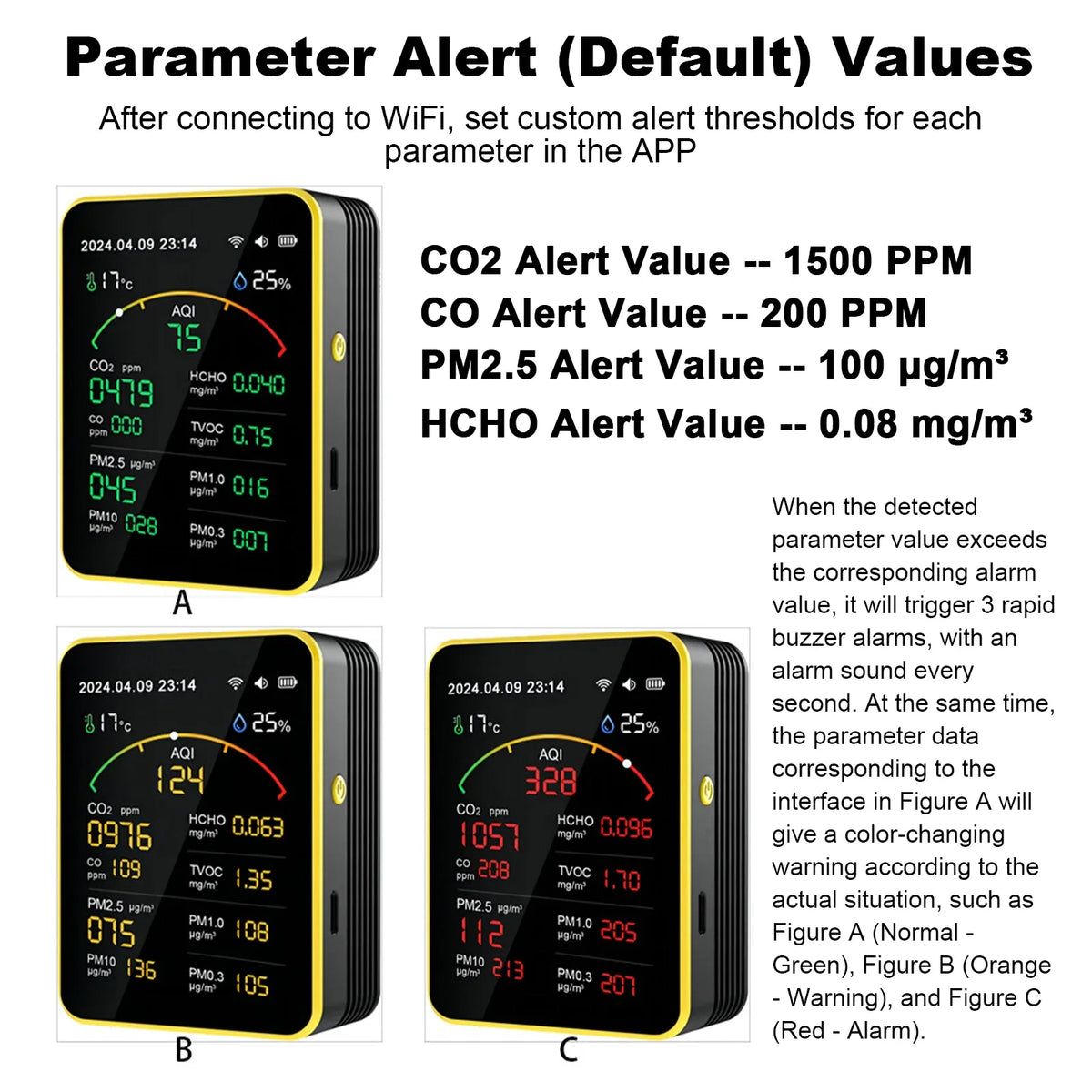 Air Monitor 15-in-1 Wifi Detector LCD Screen Fit Tuya Smart Detects