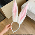 Plush Rabbit Ear Headband – Grey & Pink Cosplay Hair Hoop