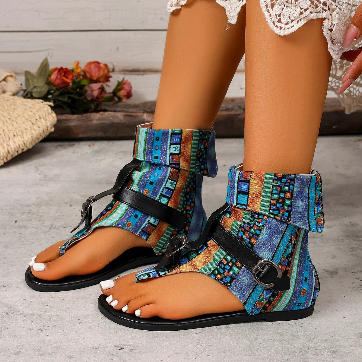 Women's Elegant Flat Sandals | Buckle Strap, Plus Size Available