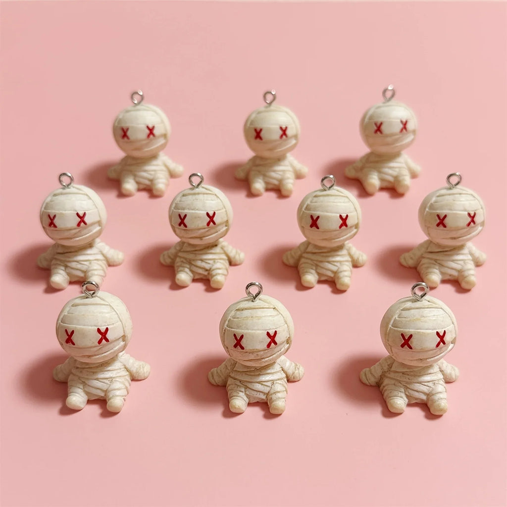 20 Halloween 3D Mummy Resin Charms – DIY Jewelry & Bag Pendants