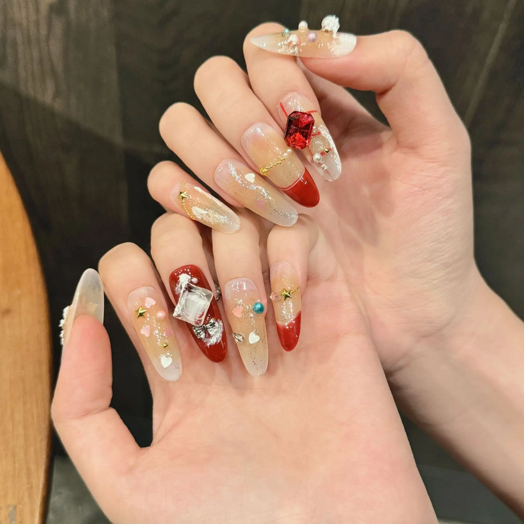 Christmas Press On Nails – Gingerbread & Snowflake 10pc Set