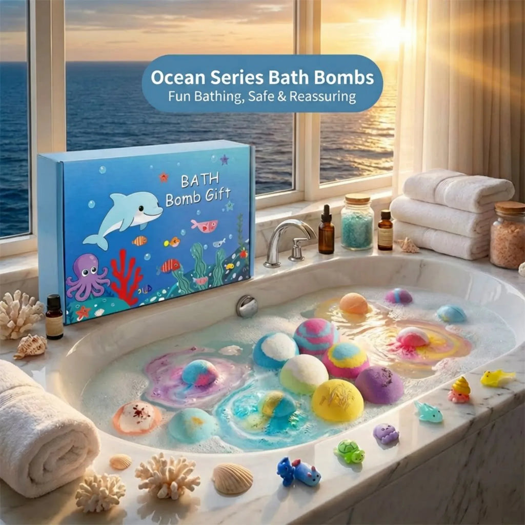 Ocean Surprise Toy Bath Bombs Set – Natural Kids Gift 6-12 PCS