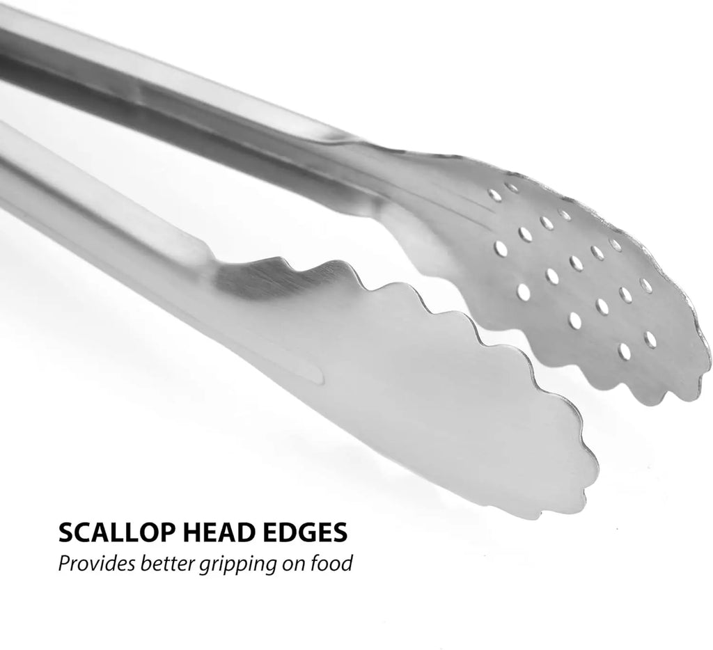 BBQ Grill Tongs Set 10 & 12 Inch – Heat Resistant to 600°F