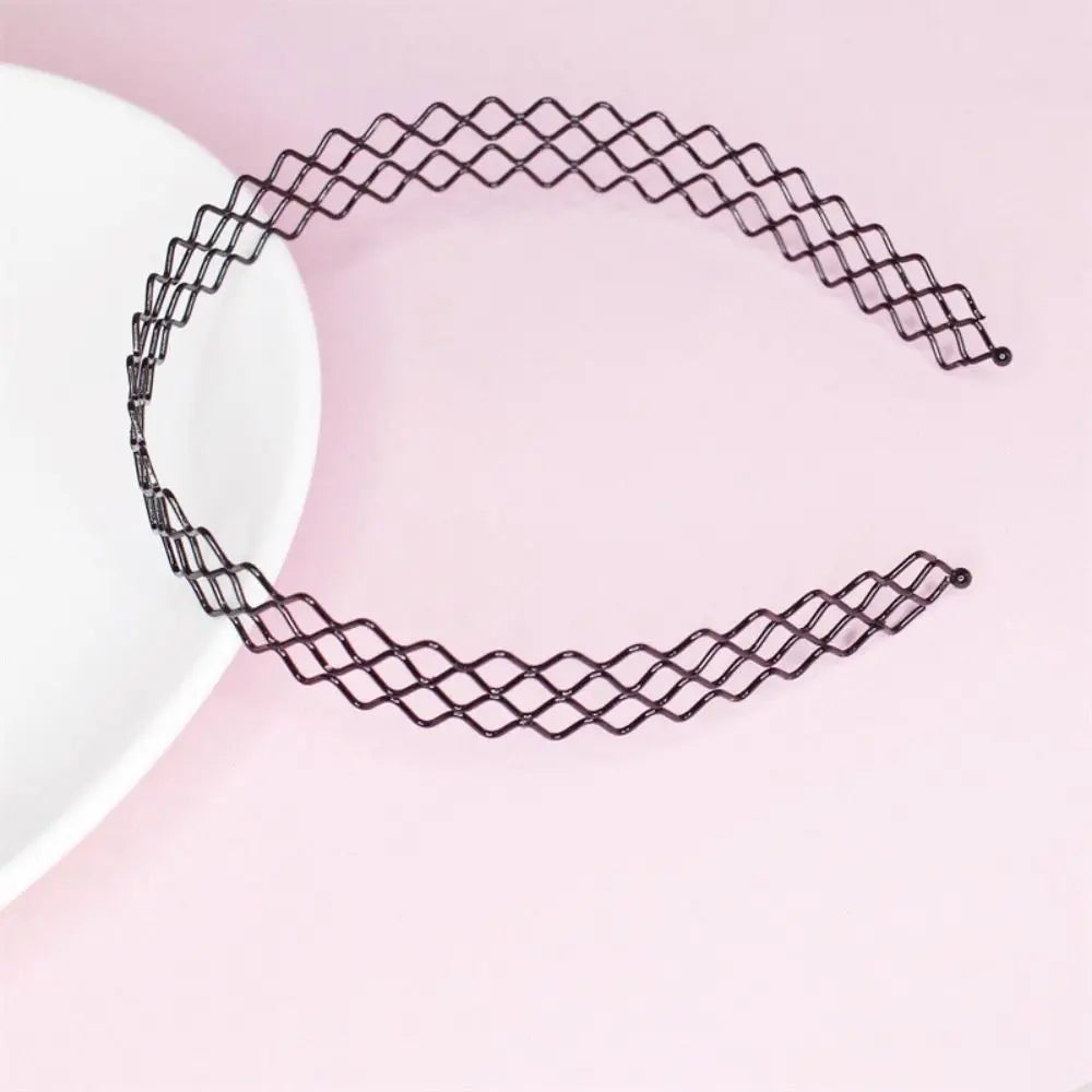 Cross Wave Metal Hair Hoop Headband – Unisex Korean Style