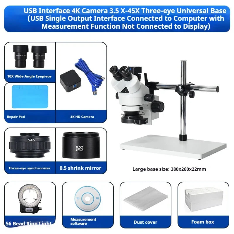 Dual Lens 7–45X Zoom Stereo Microscope | PCB & Electronics