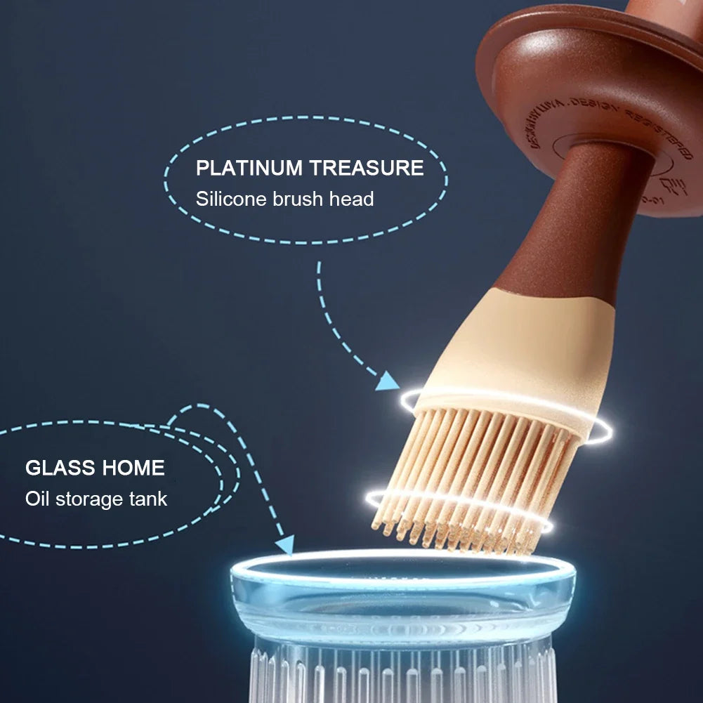 3-in-1 Silicone Basting Brush with Oil Bottle & Lid