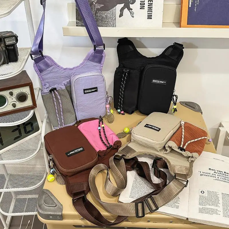 Minimalist Crossbody Water Bottle Bag | Nylon Shoulder Pouch