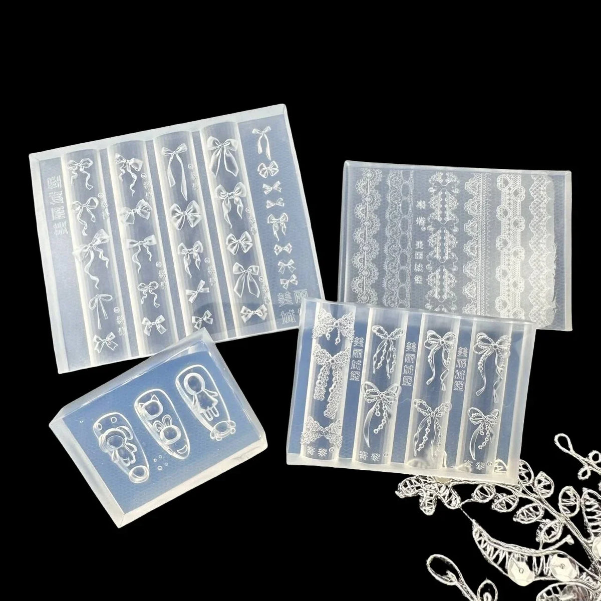 3D Silicone Nail Art Mold – Bowknot Flower Heart Lace DIY