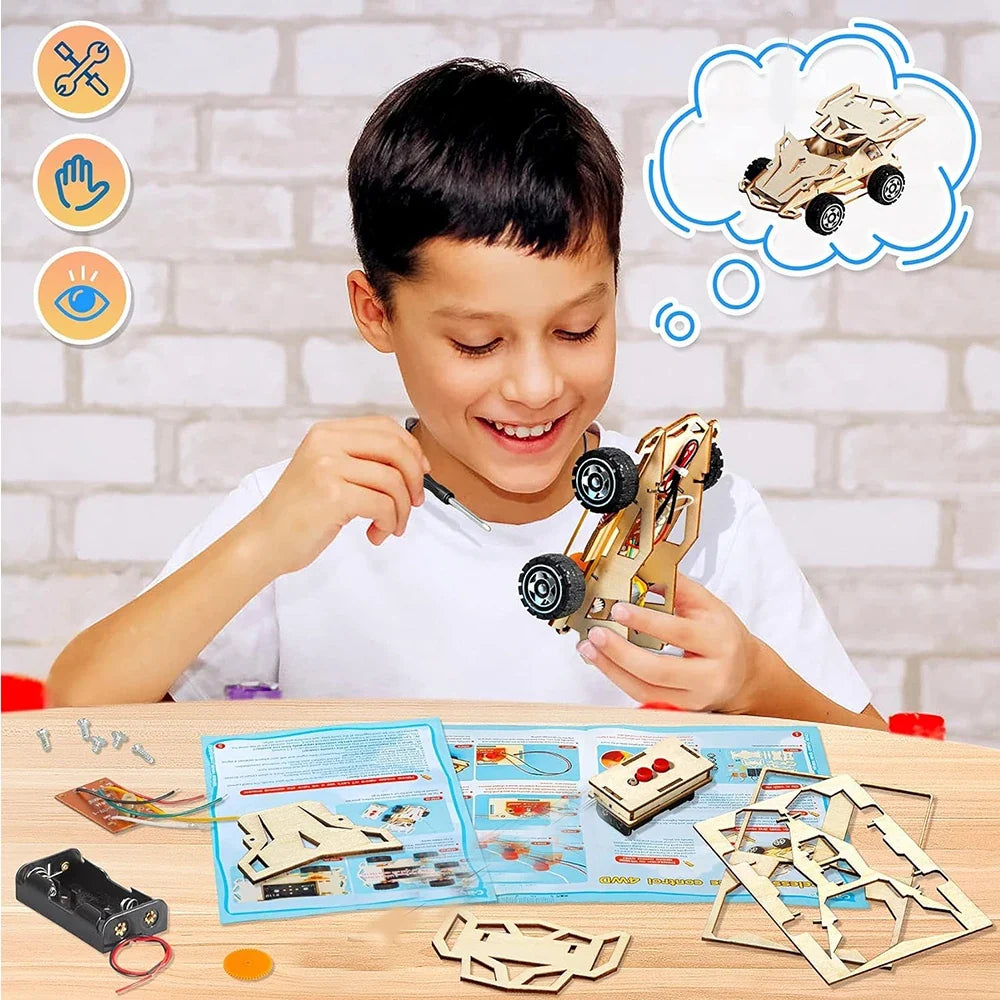 DIY Wooden RC Car Kit – STEM Science Toy for Kids 14+