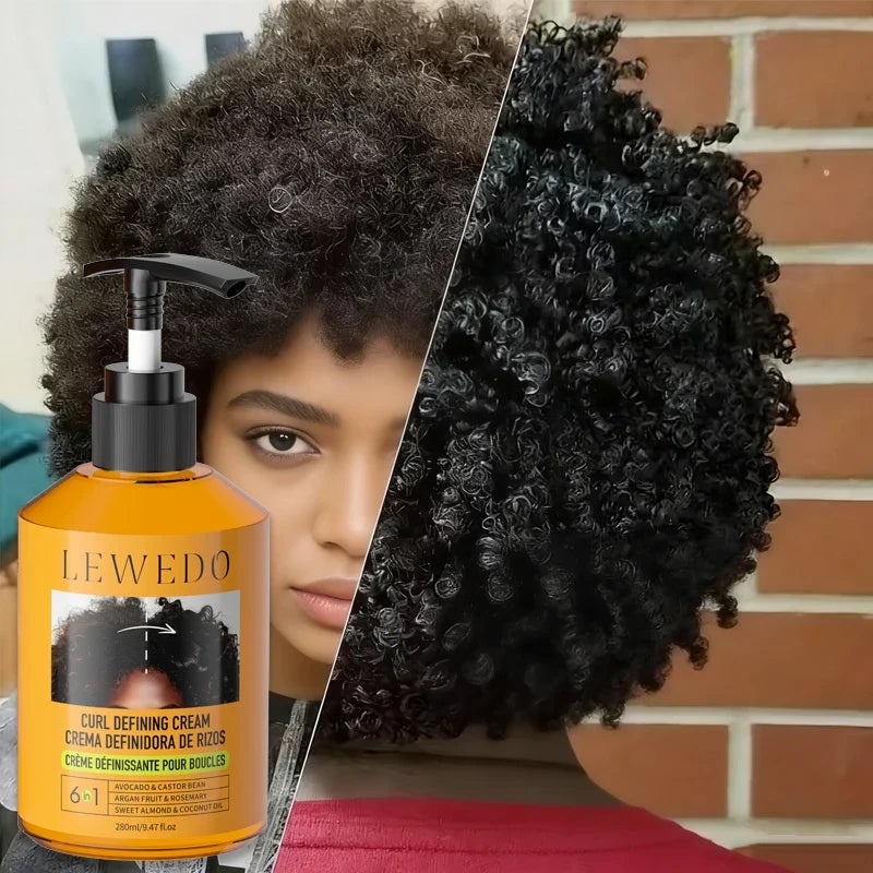 LEWEDO 280ml Black Castor Oil Curl Defining Styling Cream